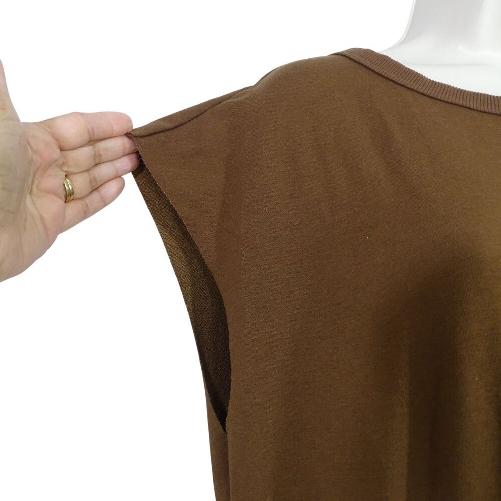 Brown Sleeveless Jumpsuit Women Size L Elastic Ankle and Waist Keyhole Back - Picture 5 of 13
